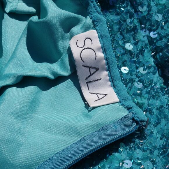 Vintage 90s Scala silk beaded evening maxi dress - Picture 2 of 10